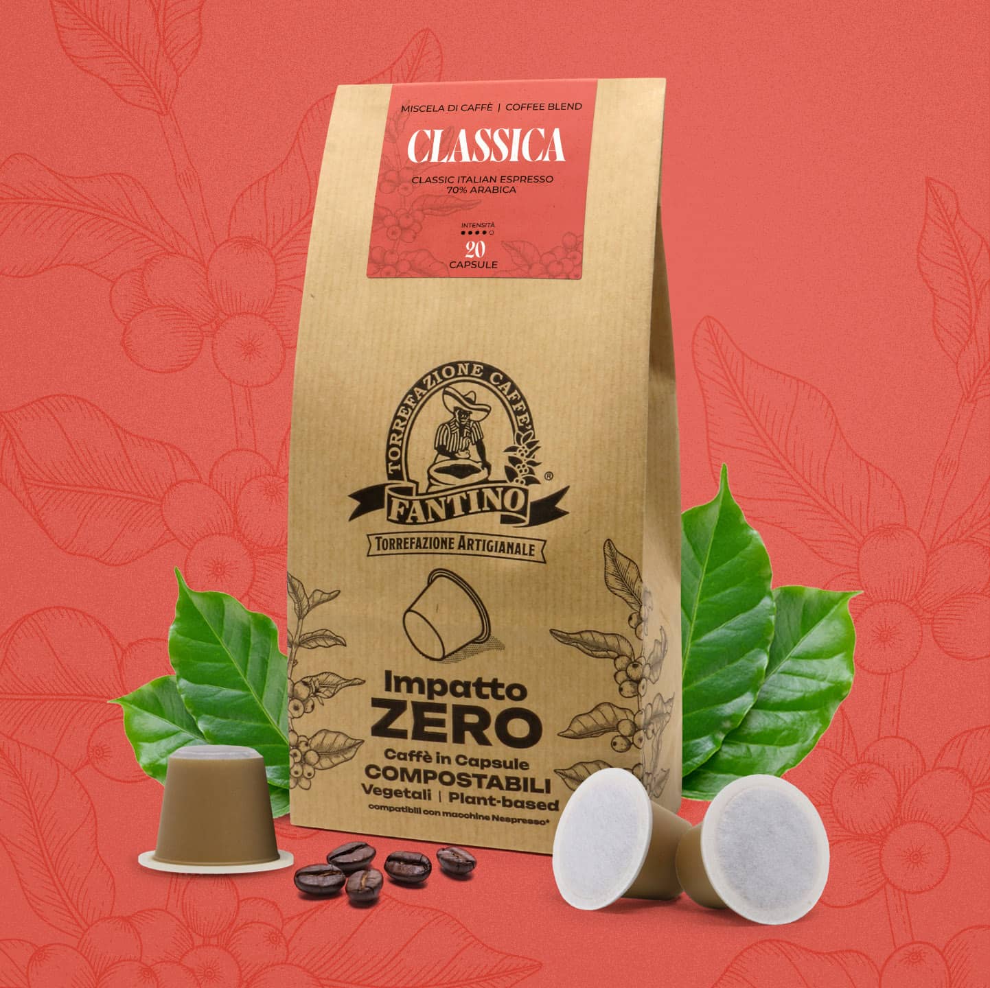Caffè Fantino Impatto ZERO Deka Capsules Compostables Compatibles Nespresso