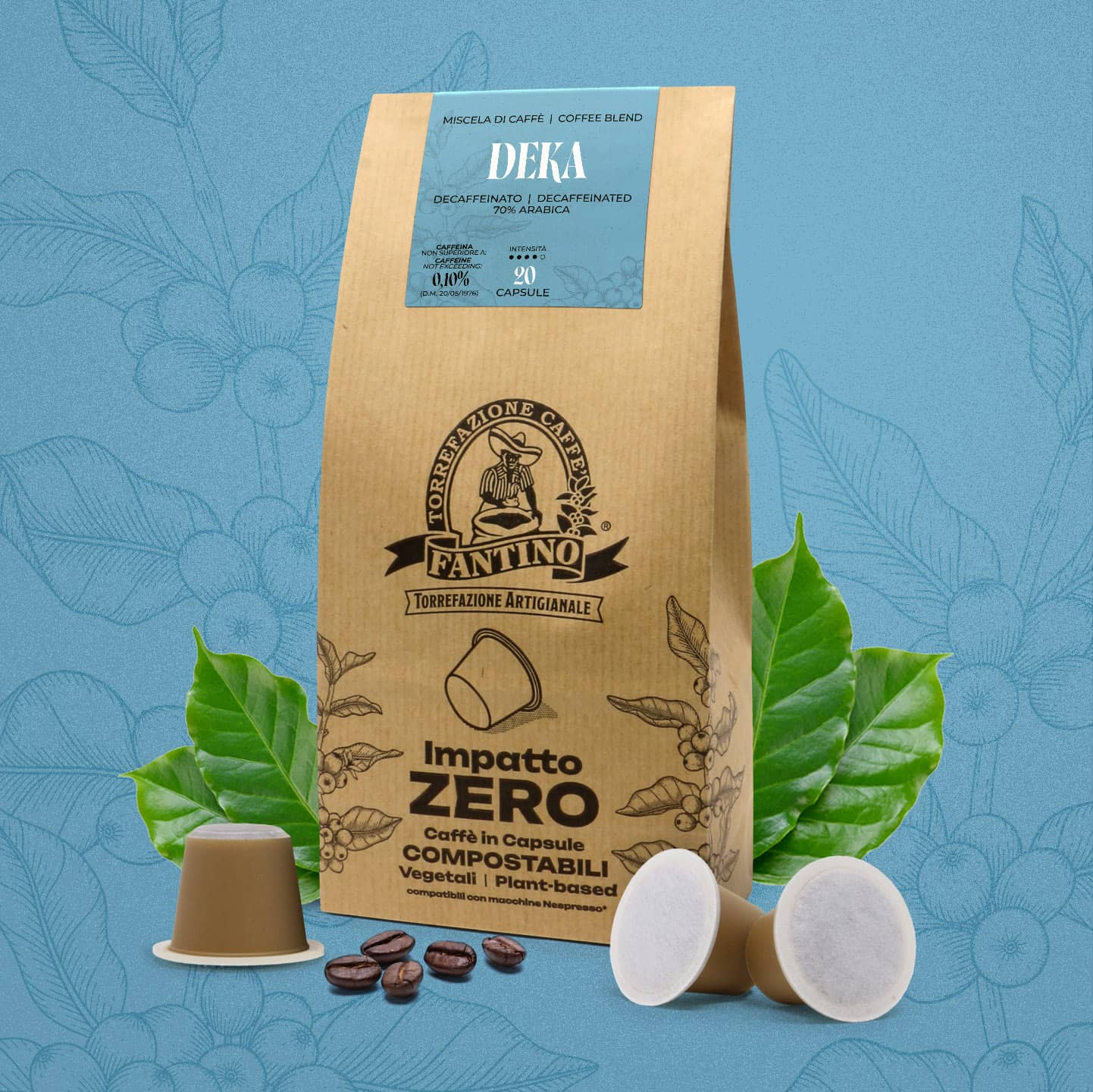 Caffè Fantino Impatto ZERO Deka Capsules Compostables Compatibles Nespresso
