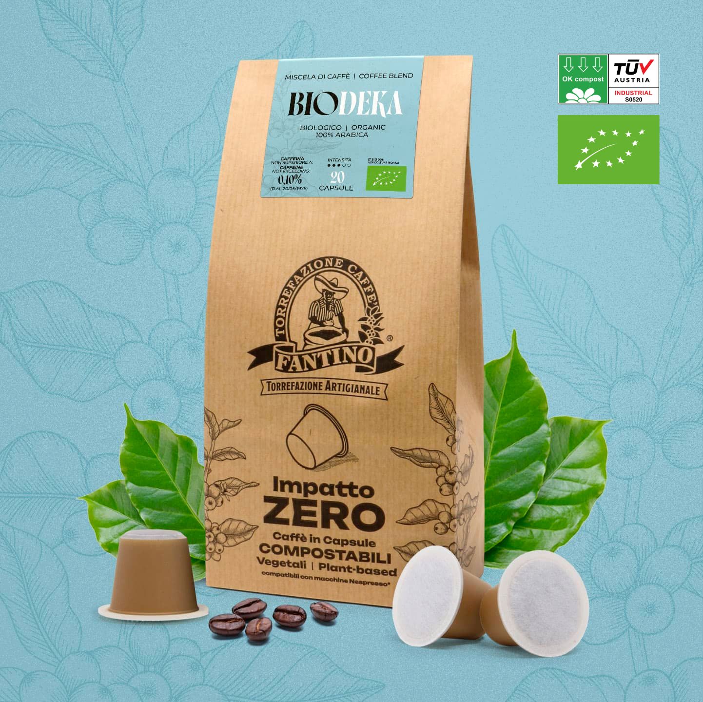 Impatto Zero Bio Deka 20 capsules compostables Caffè Fantino