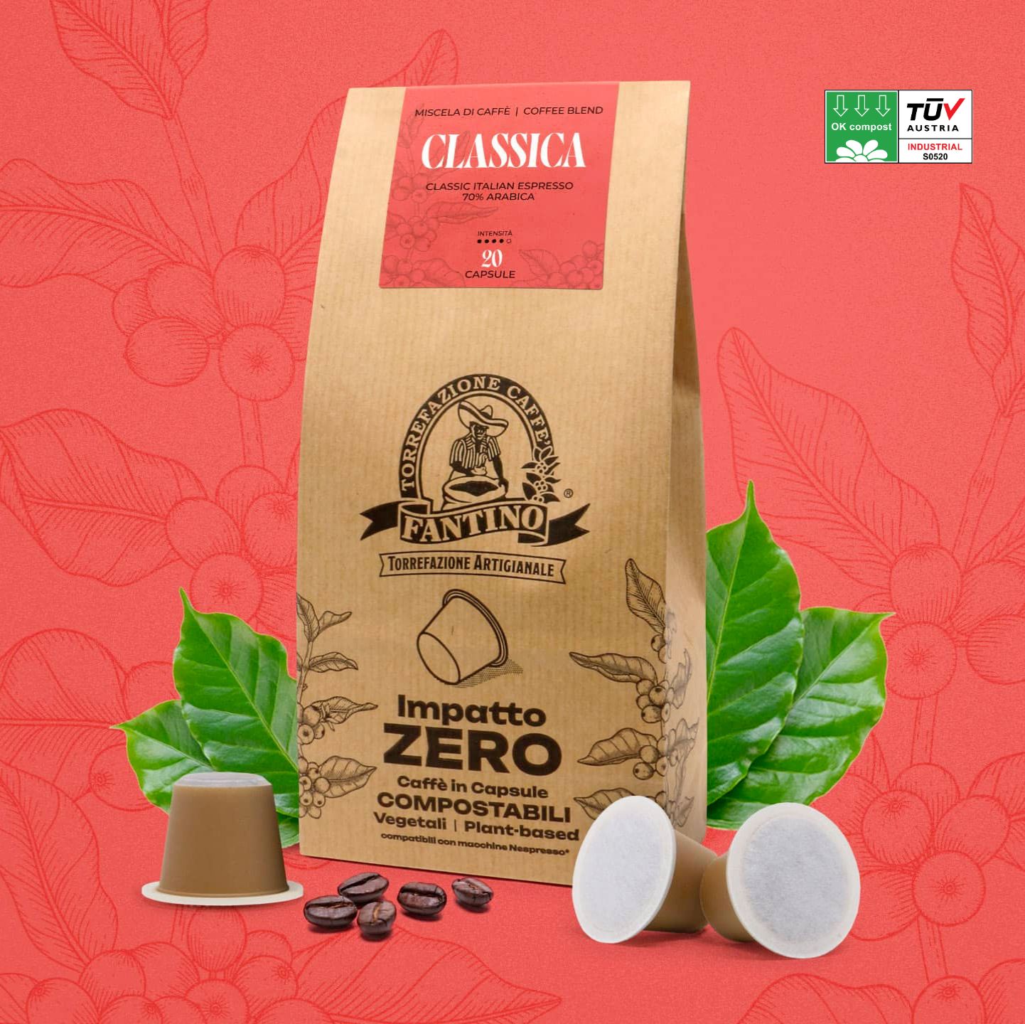 Impatto_zero Classica 20 capsules compostables Caffè Fantino