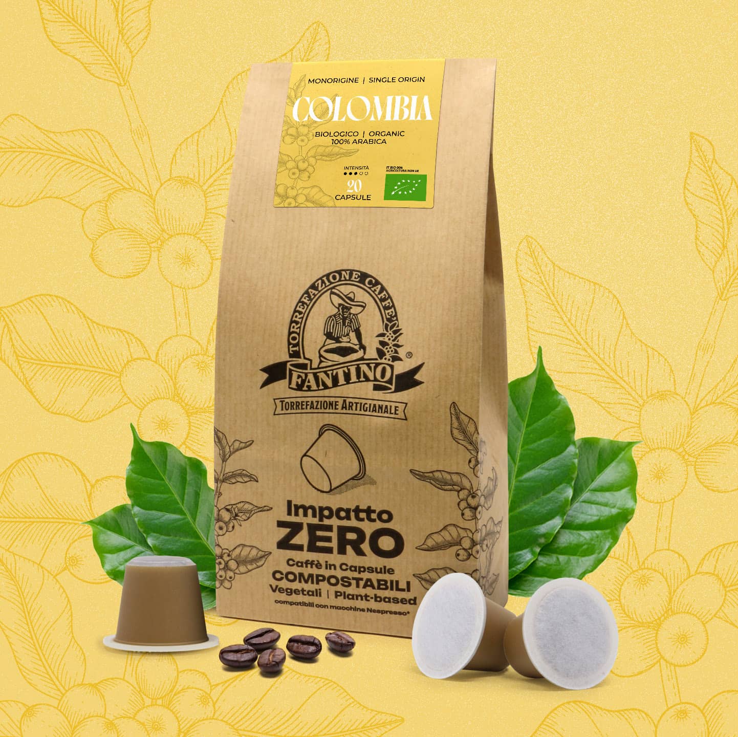 Caffè Fantino Impatto ZERO Colombia Capsules Compostables Compatibles Nespresso