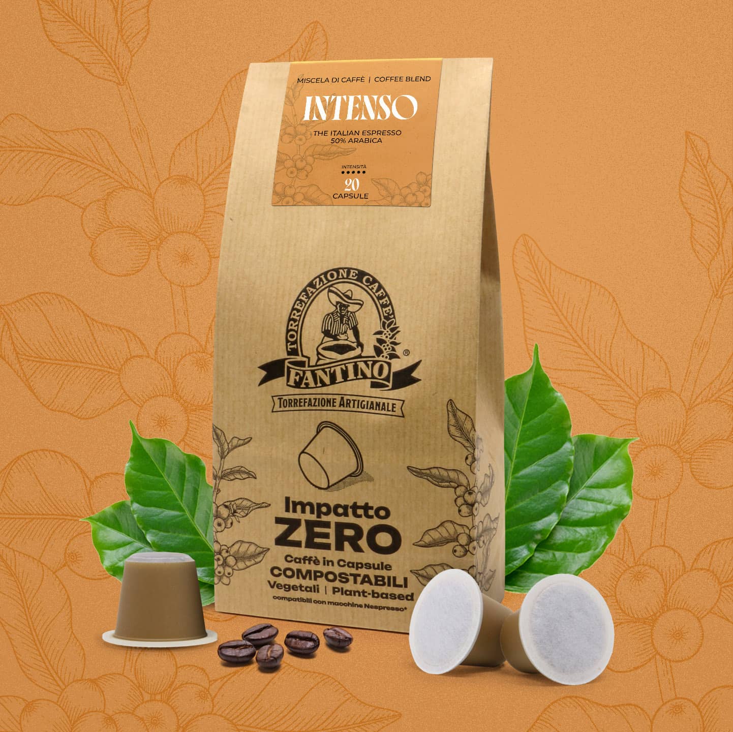 Caffè Fantino_Impatto ZERO Intenso Capsules Compostables Compatibles Nespresso
