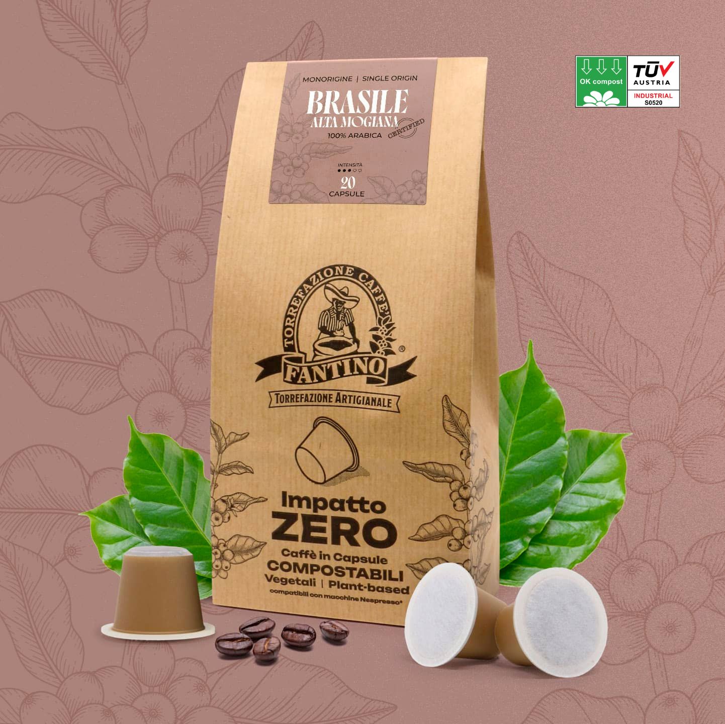 Impatto Zero Brasile 20 capsules compostables Caffè Fantino
