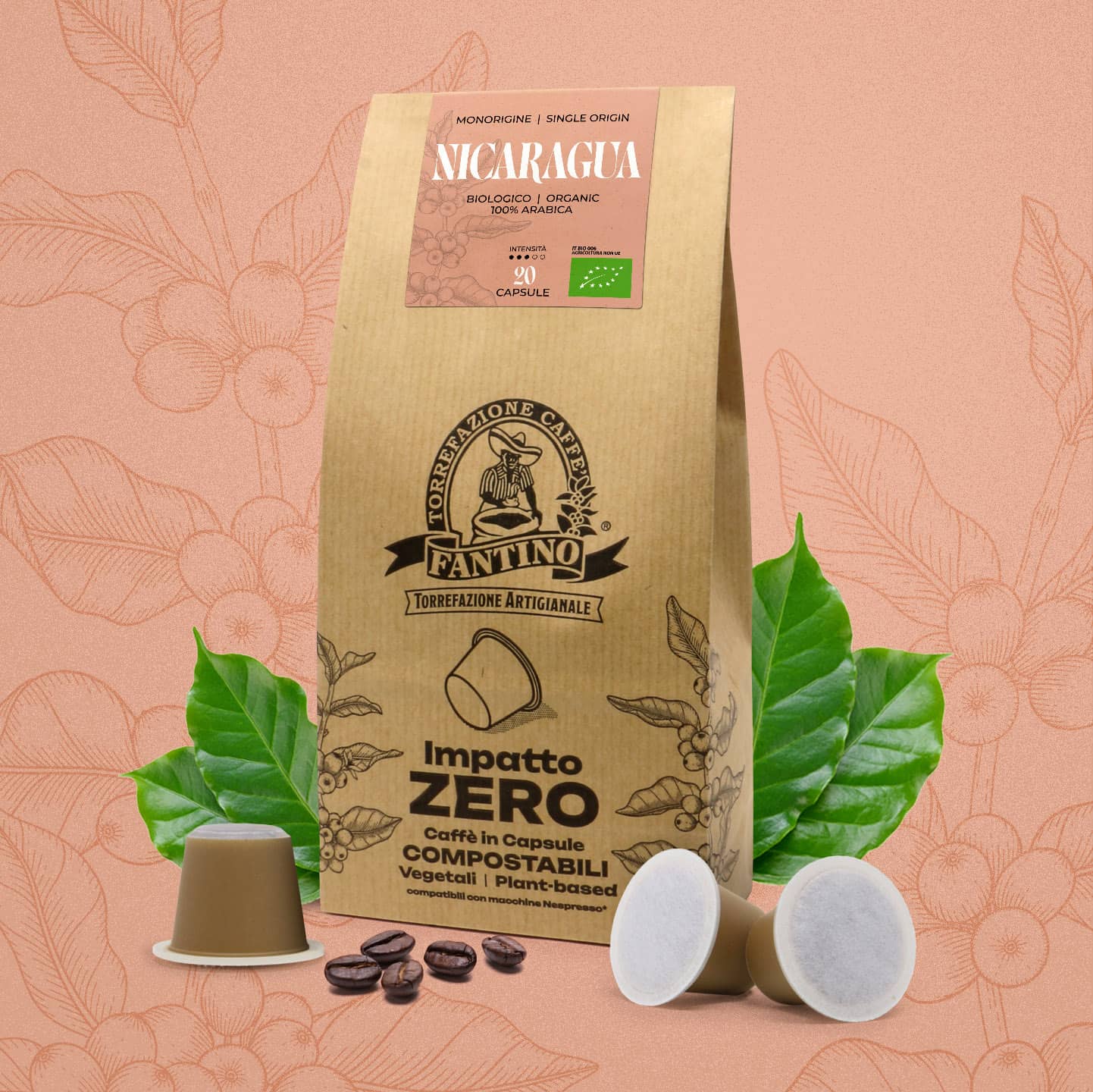 Caffè Fantino Impatto ZERO Nicaragua Capsules Compostables Compatibles Nespresso