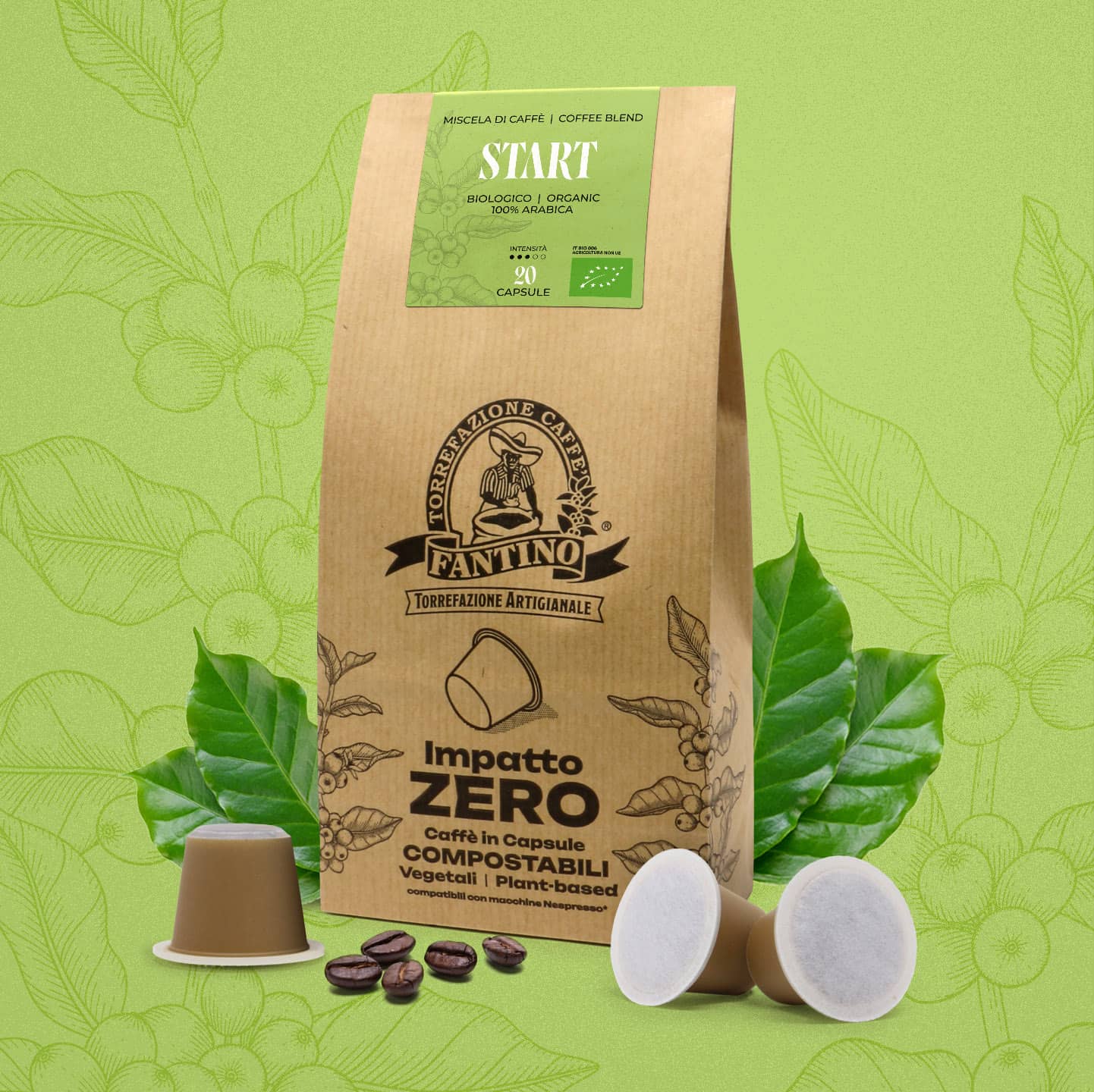 Caffè Fantino Impatto Zero Start - Capsules Compostables - Compatibles Nespresso
