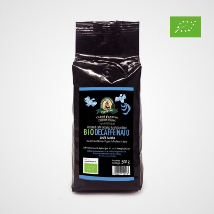 Decaffeinato bio in 100% Arabica grani 500gr Caffè Fantino