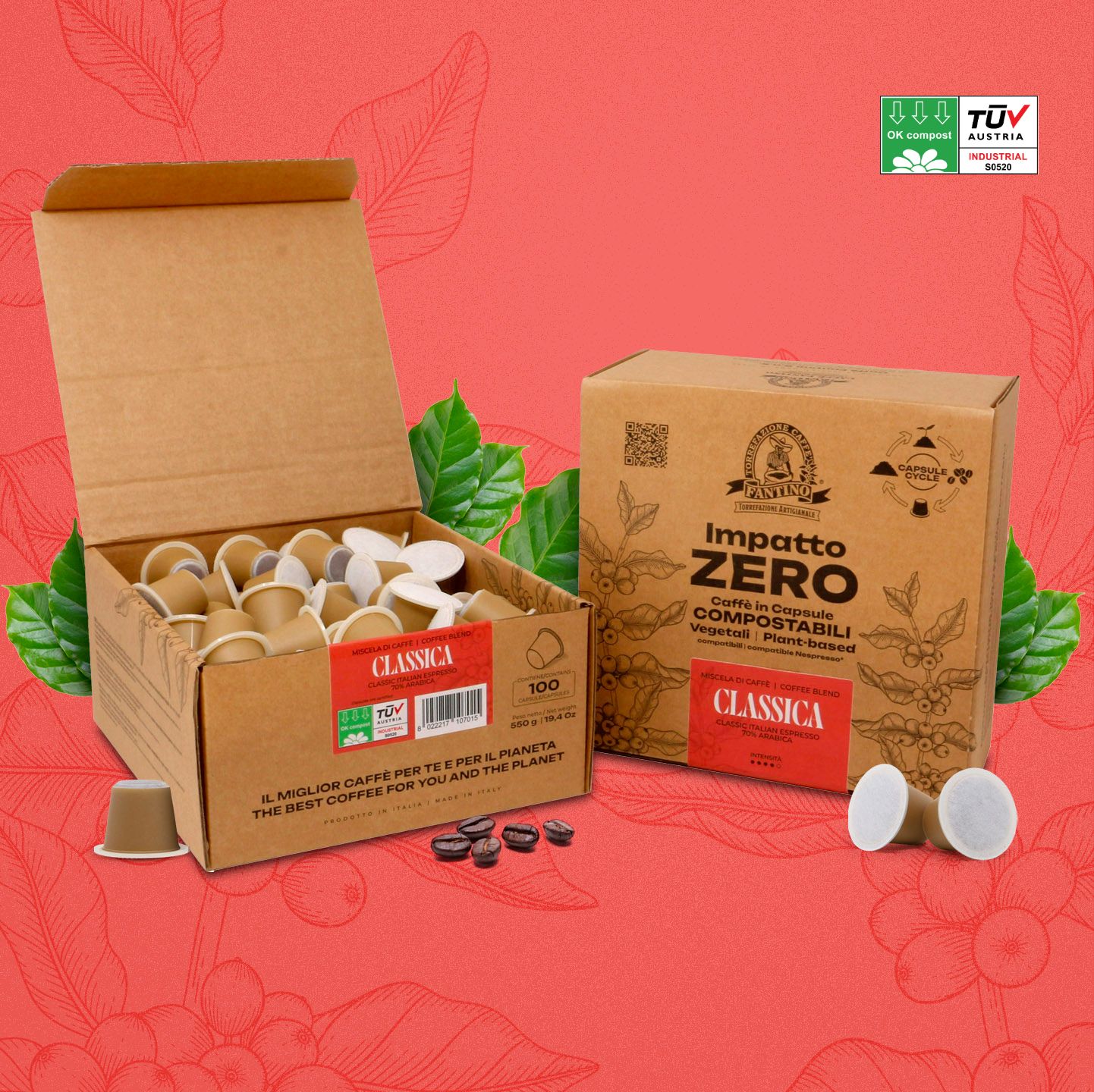 Impatto Zero Classica 100 capsules compostables Caffè Fantino